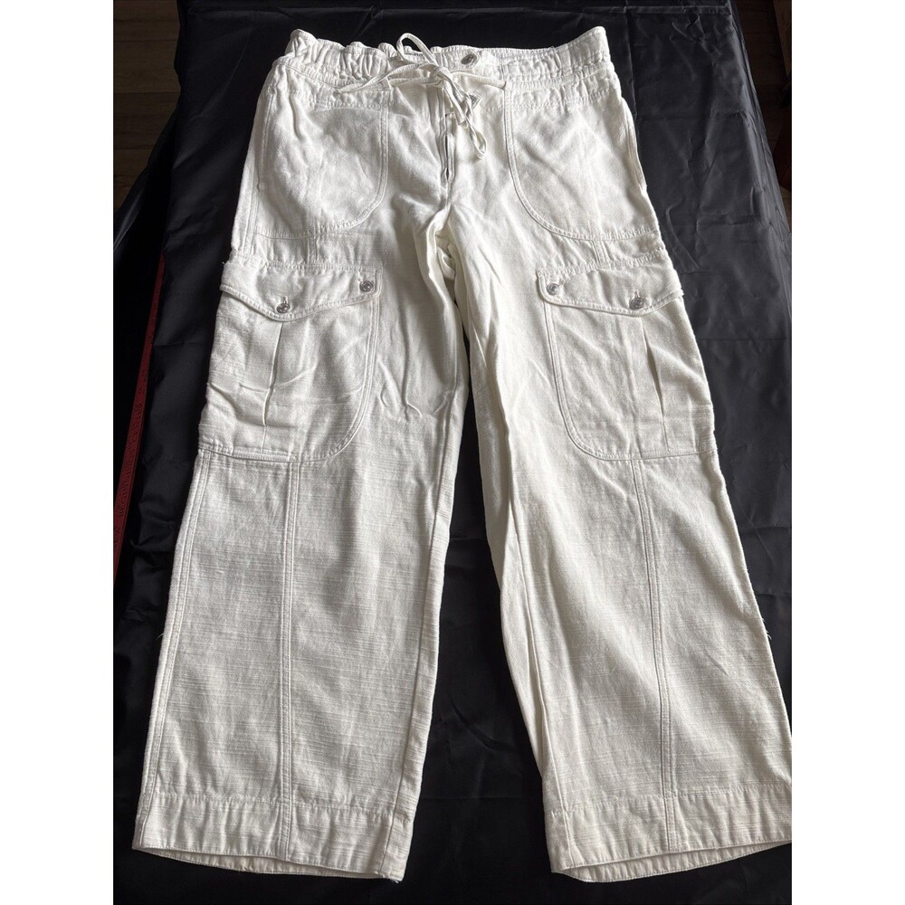 We the Free People Women's Size L Ivory Cargo Pants Wide Leg